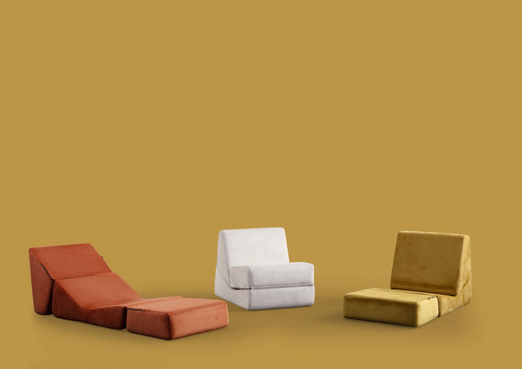 1-Seater Convertible Sofa Bed Origami - Mustard