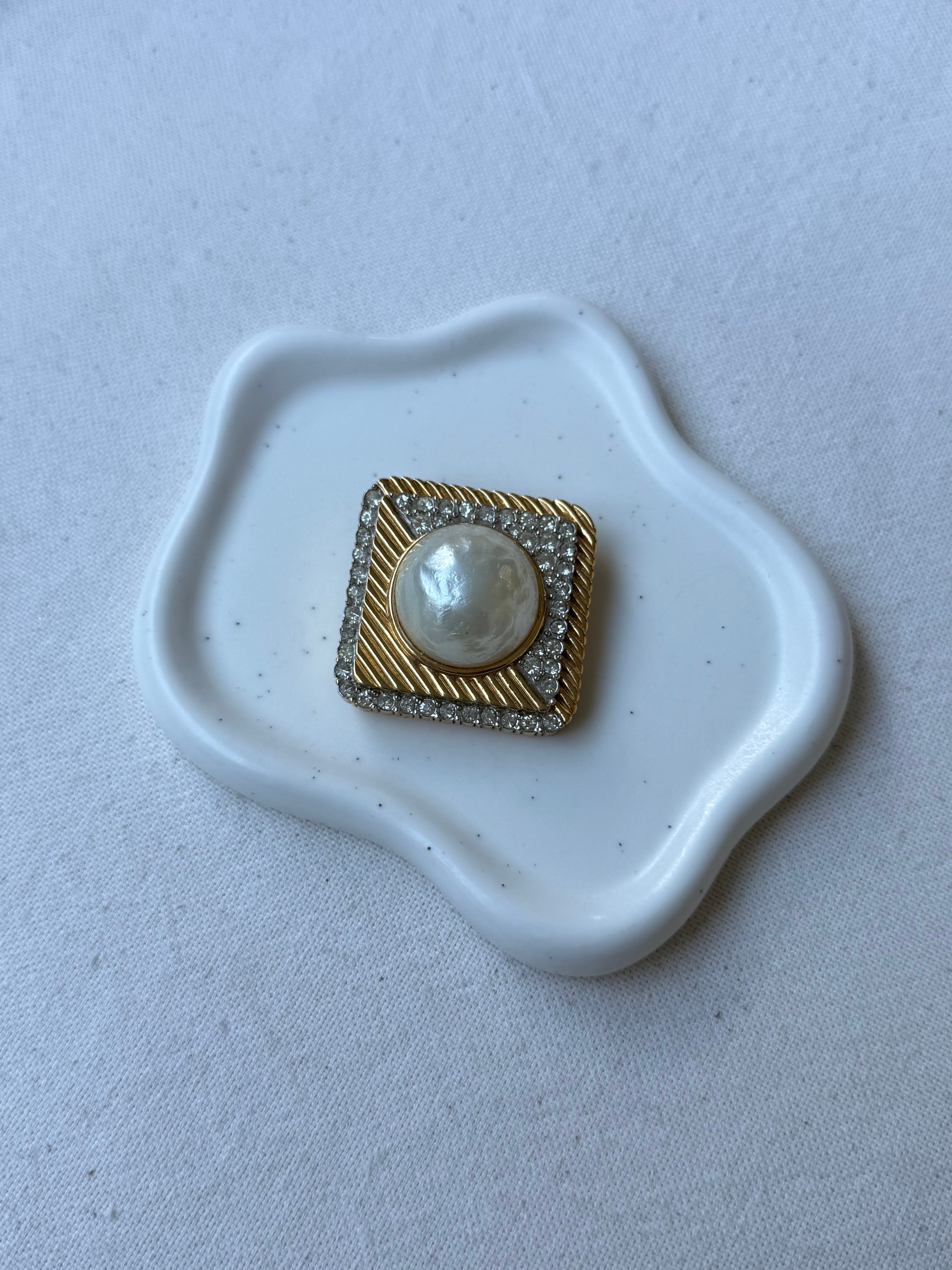 Broche vintage Nina Ricci - Perla y strass