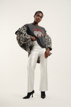 Le Pantalon Rodney Effet Cuir Métal Argenté
