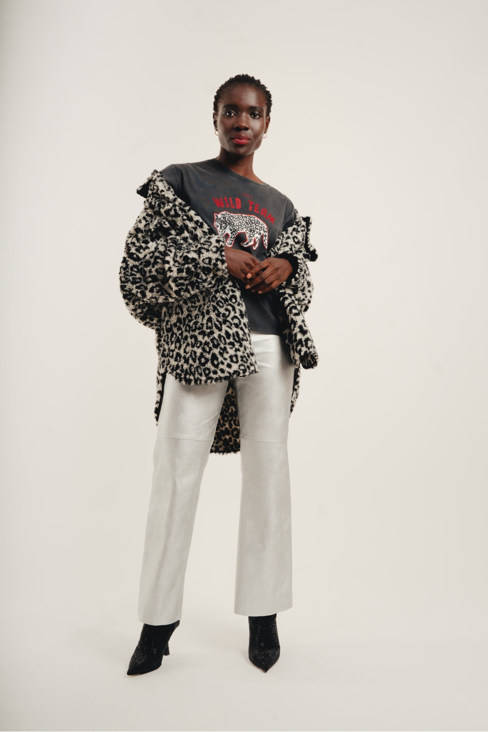 Le Pantalon Rodney Effet Cuir Métal Argenté