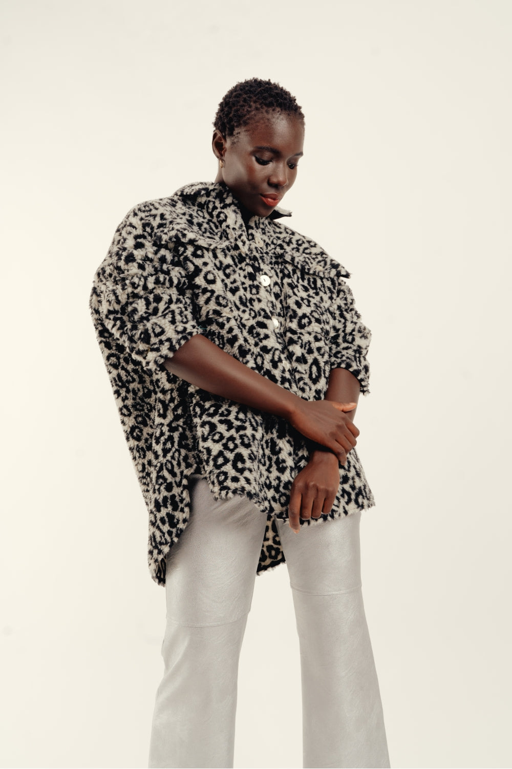 Le Pantalon Rodney Effet Cuir Métal Argenté