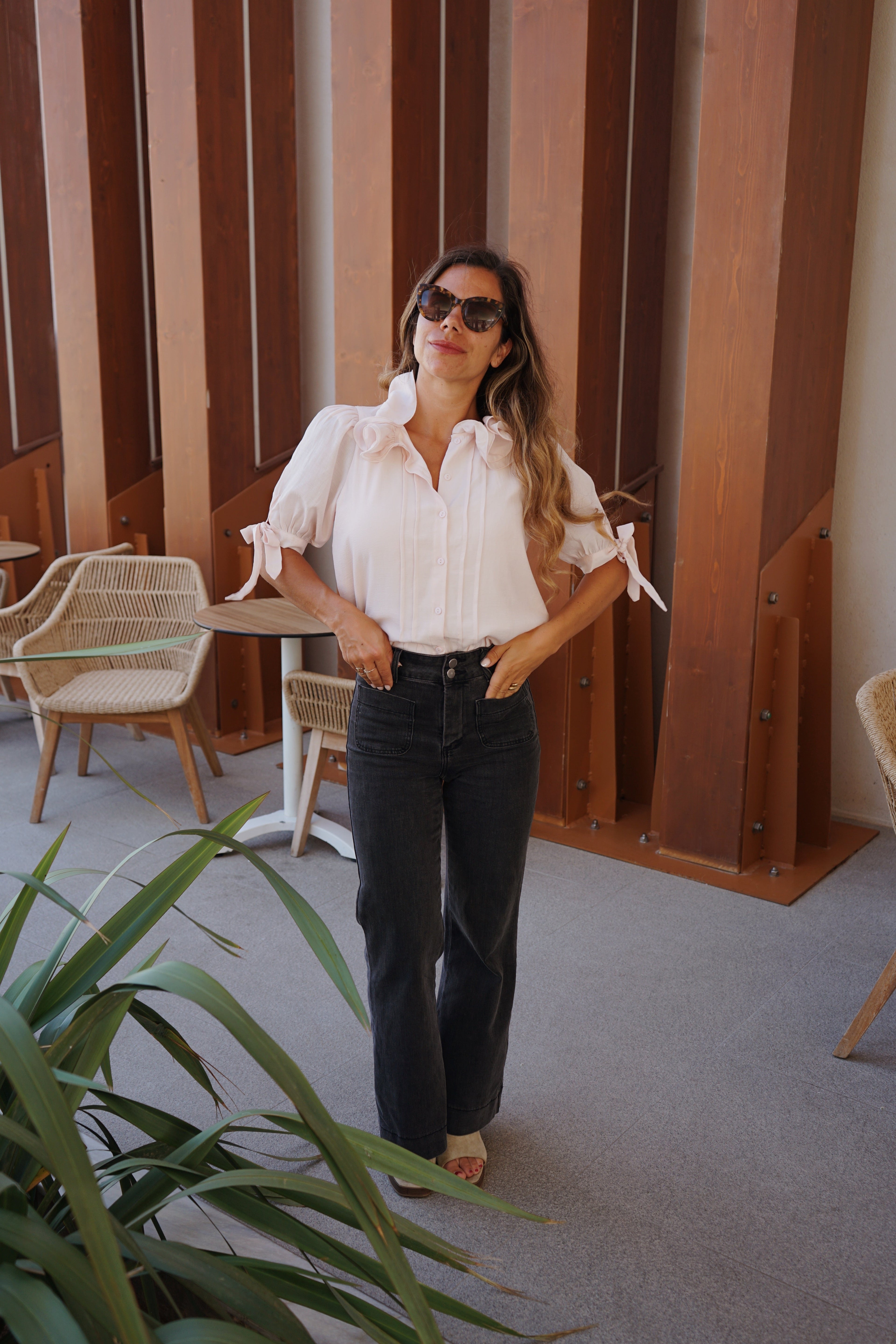 Mini Blouse Brune Doux Rose