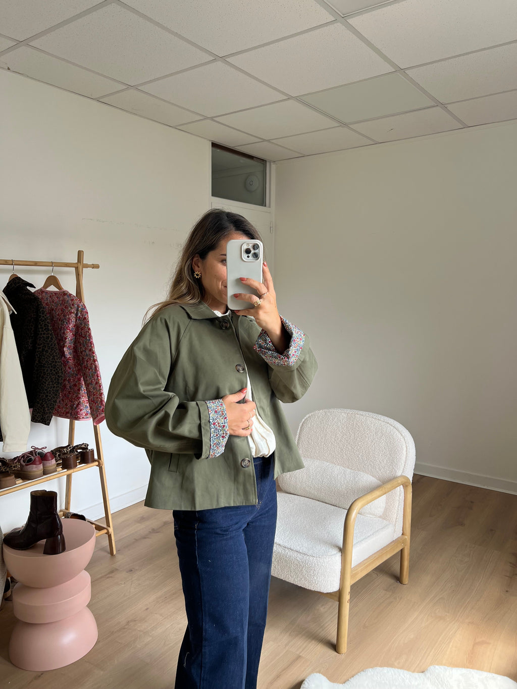 Veste Trench Edith En Coton Liberty Kaki