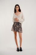 The Rita Black Flower Mini Skirt