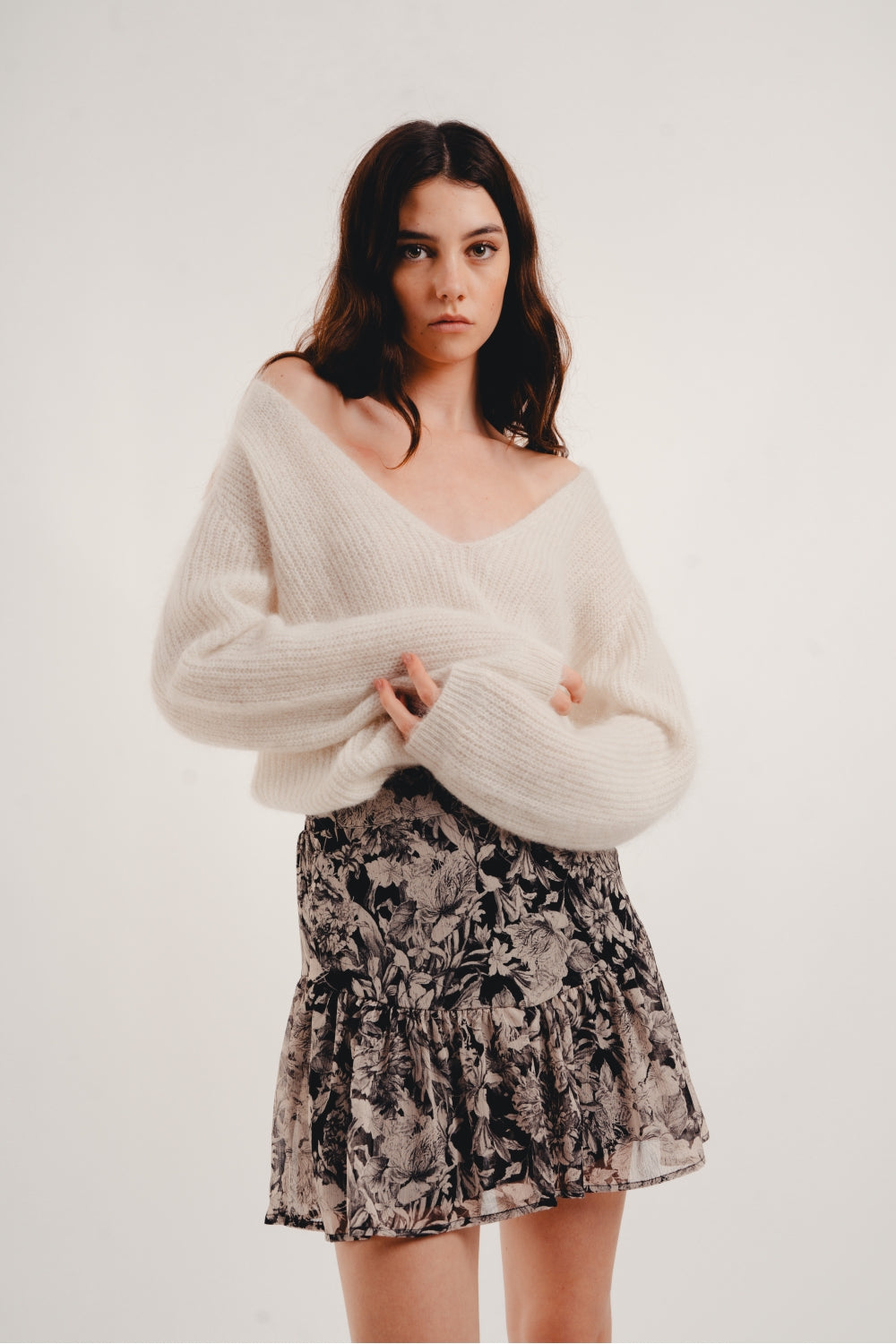 The Rita Black Flower Mini Skirt