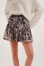 The Rita Black Flower Mini Skirt