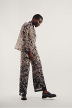 The Tracy Pantalones Negros De Flores Negro
