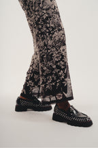 The Tracy Pantalones Negros De Flores Negro