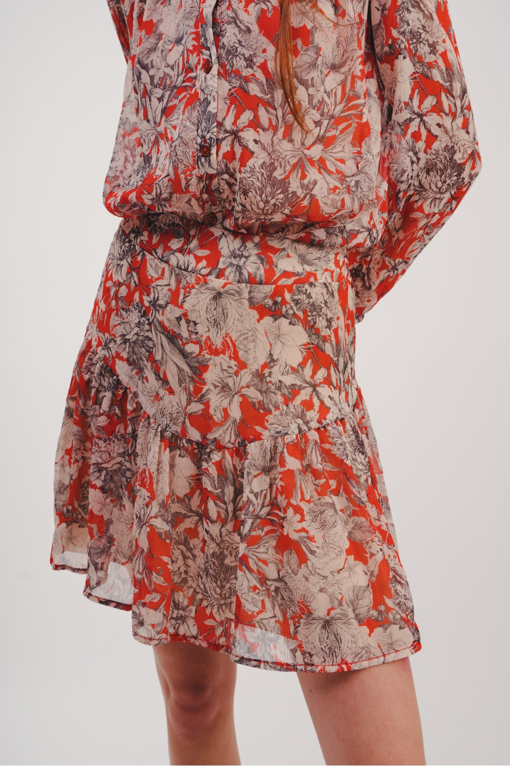The Rita Black Flower Rojo Minifalda