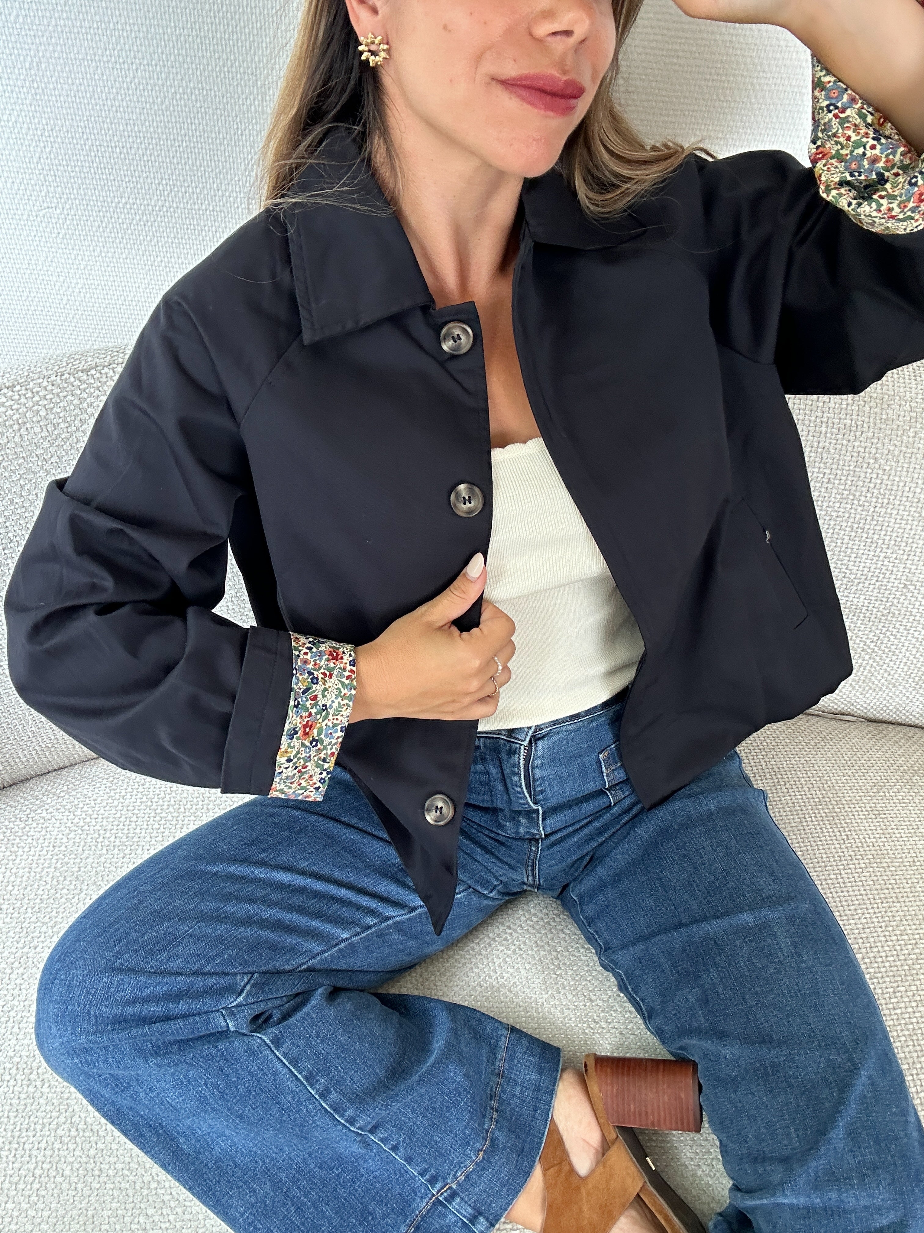 Veste Trench Liberty En Coton Marine Edith