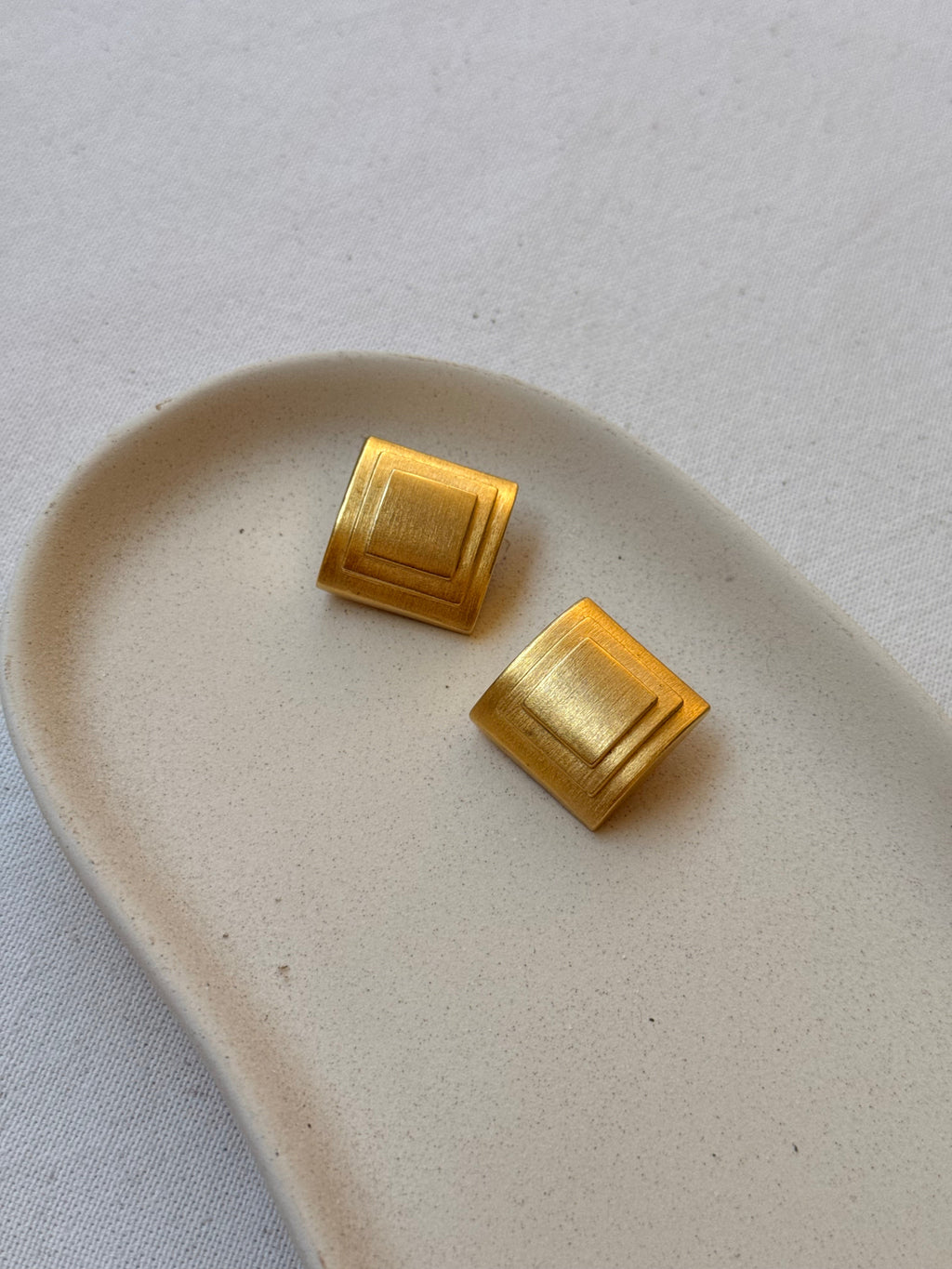 Vintage Helena Rubinstein Earrings - Gold-Tone Squares