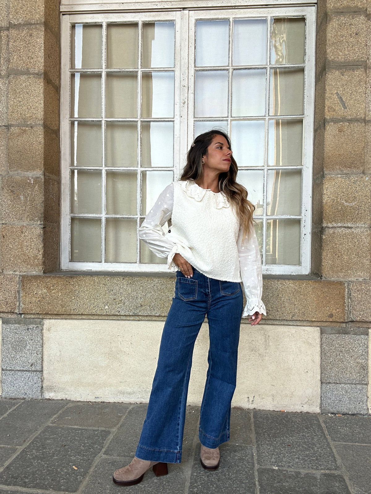 Pull sans manches Louisa beige