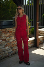 Leo Crochet Top - Red