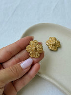 Vintage Gold-Tone Flower Earrings