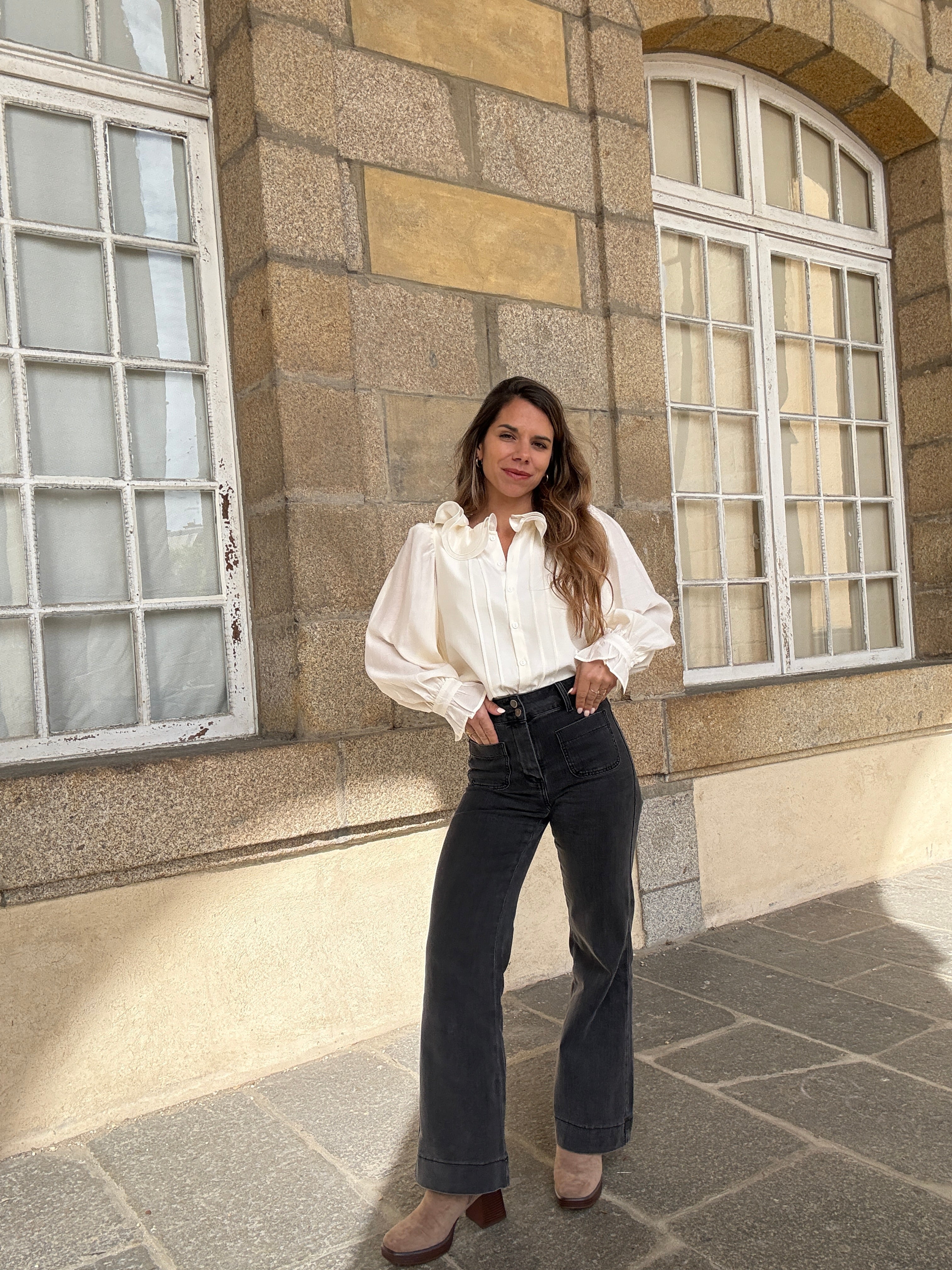 Brown Blouse Ecru