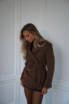 Chaqueta tipo blazer de lana Olivia - Marrón