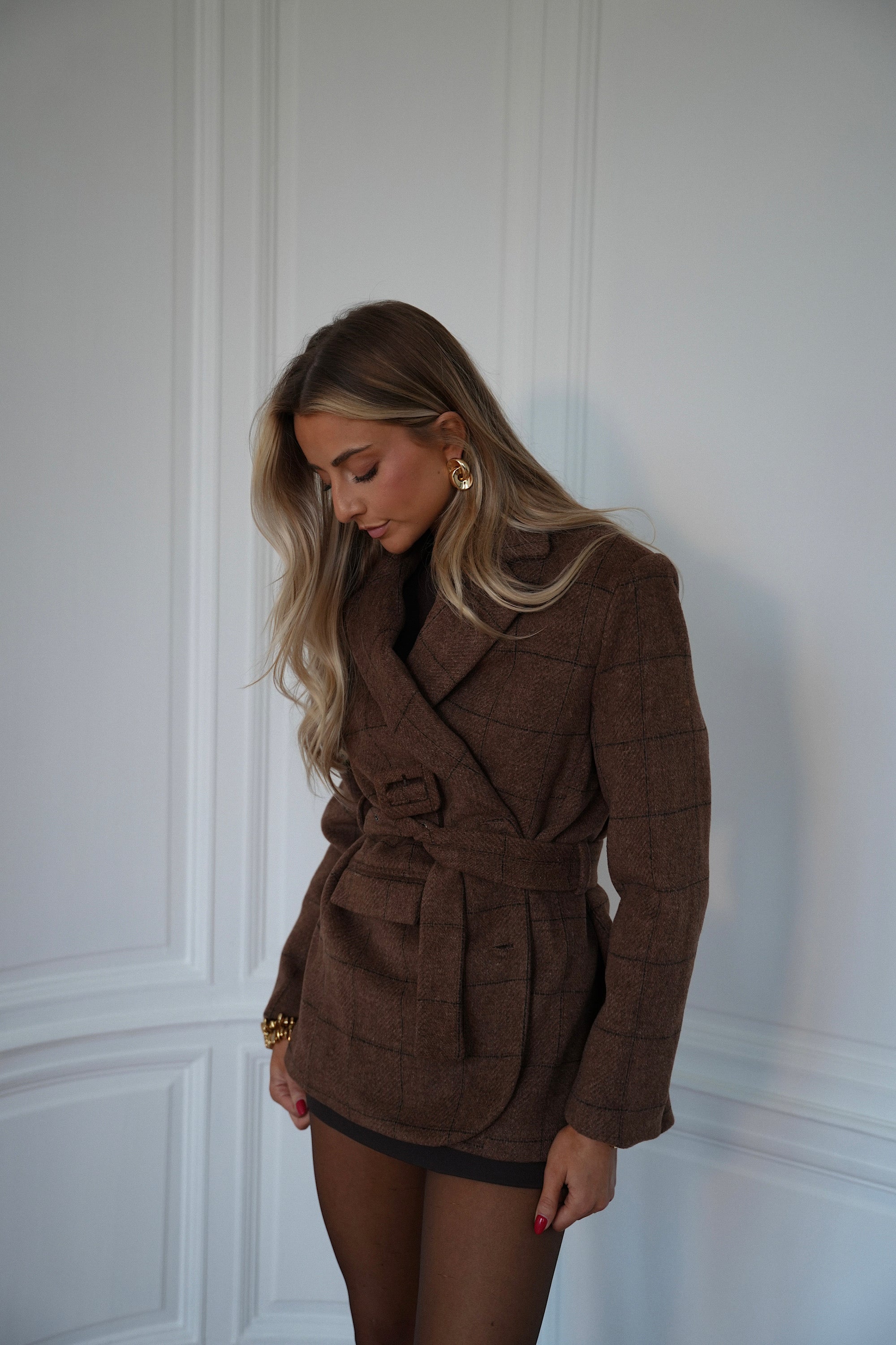Chaqueta tipo blazer de lana Olivia - Marrón