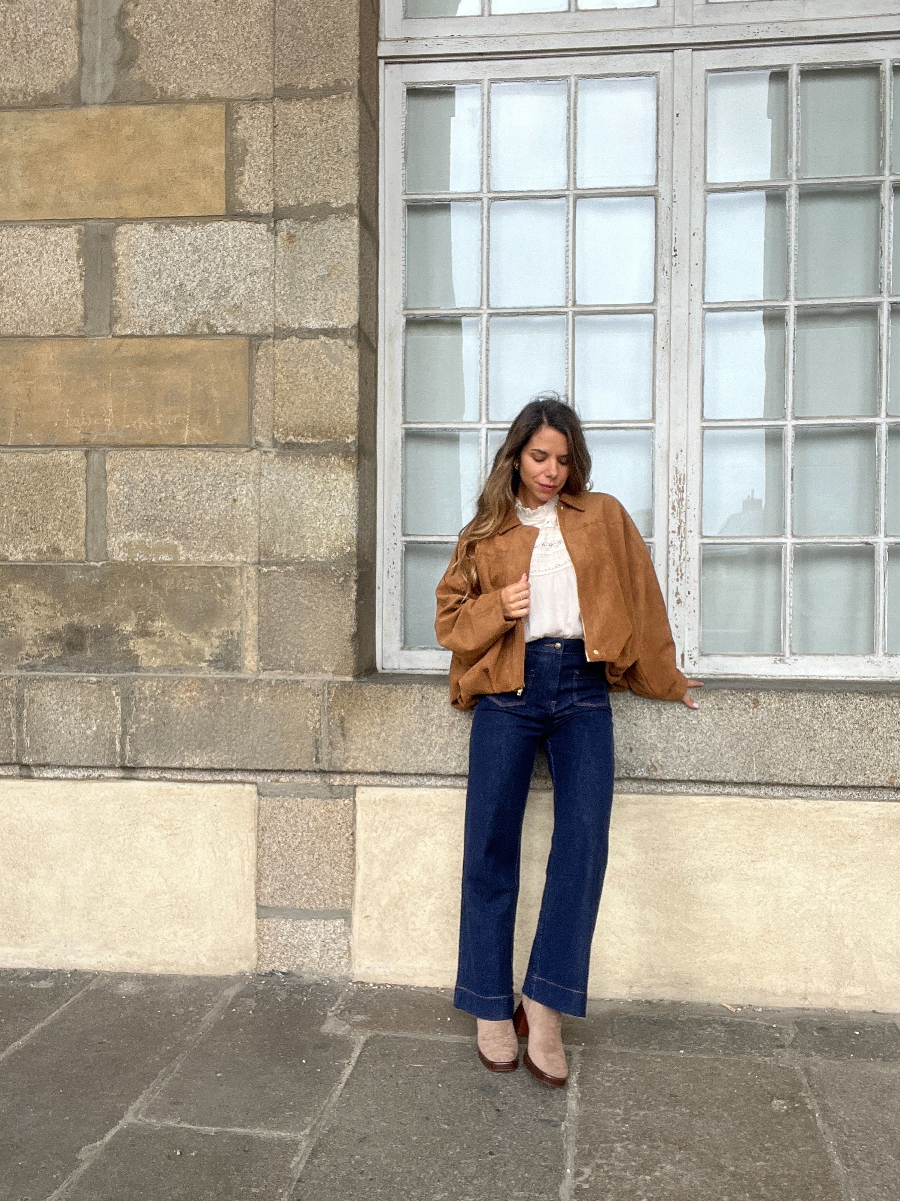 Veste Effet Suédine Léonie Camel