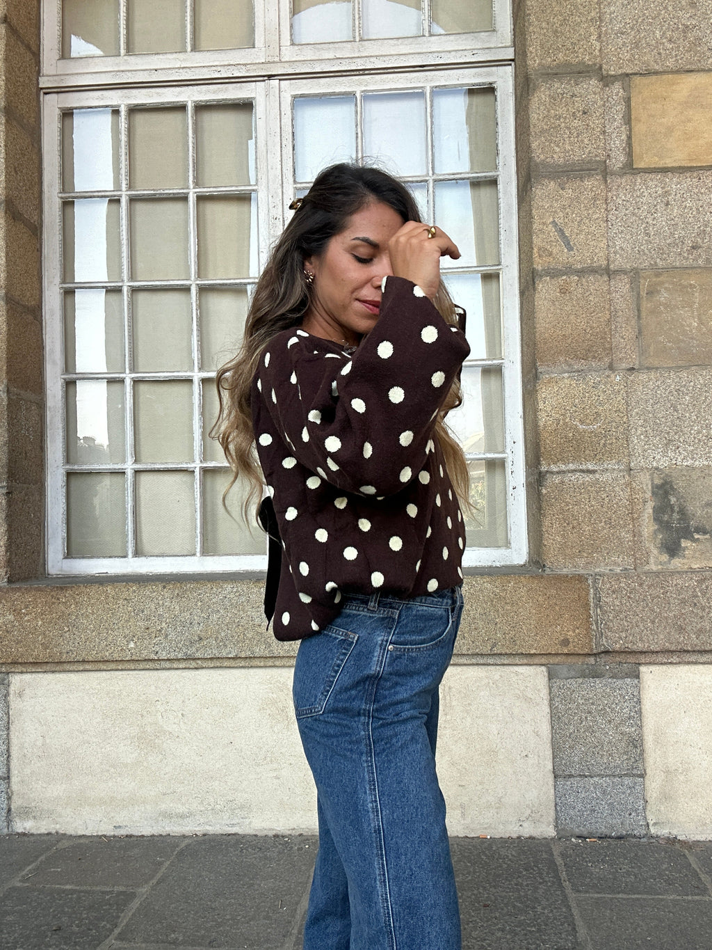 Pull à pois chocolat Zélie