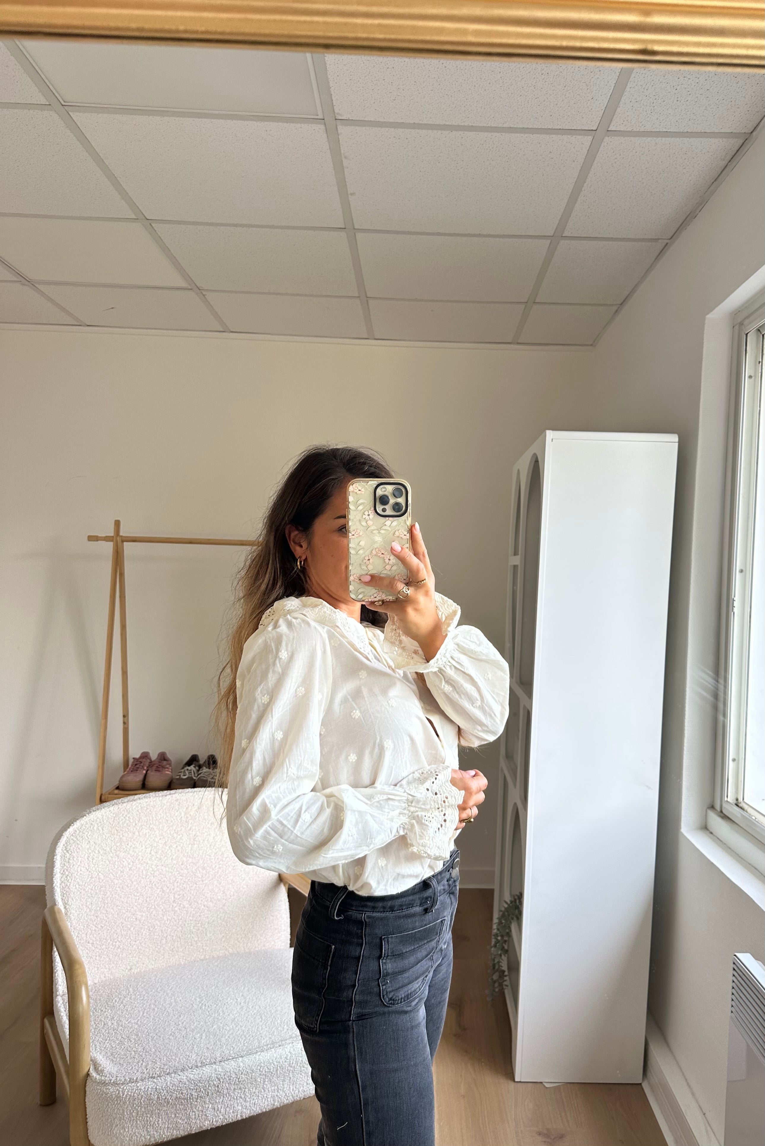 Blouse à col large Ambre beige