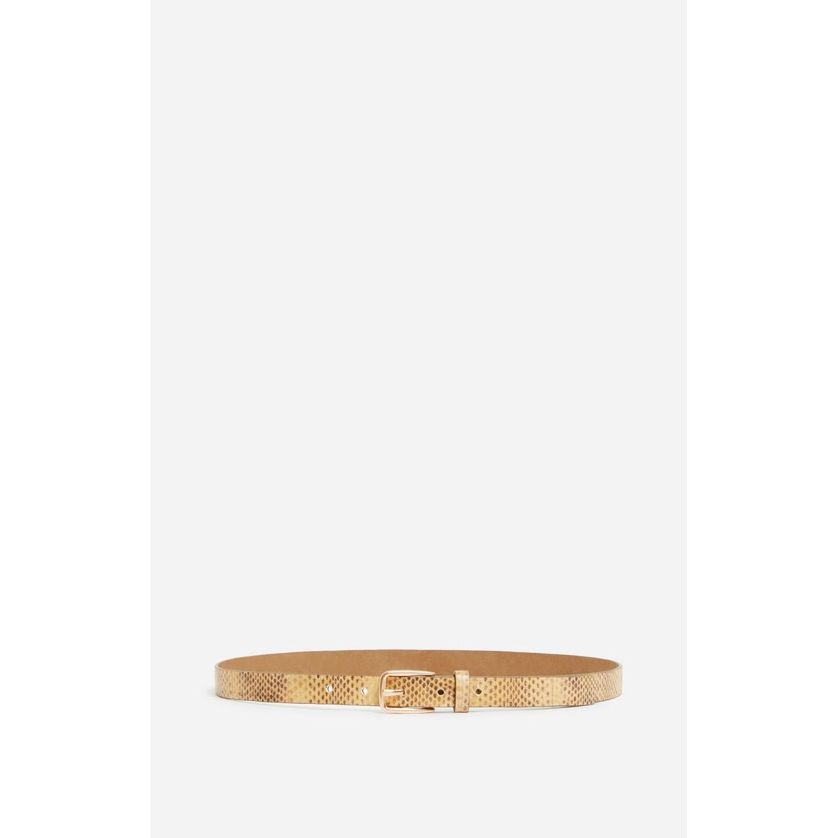 Snake-Print Leather Belt - Wheat