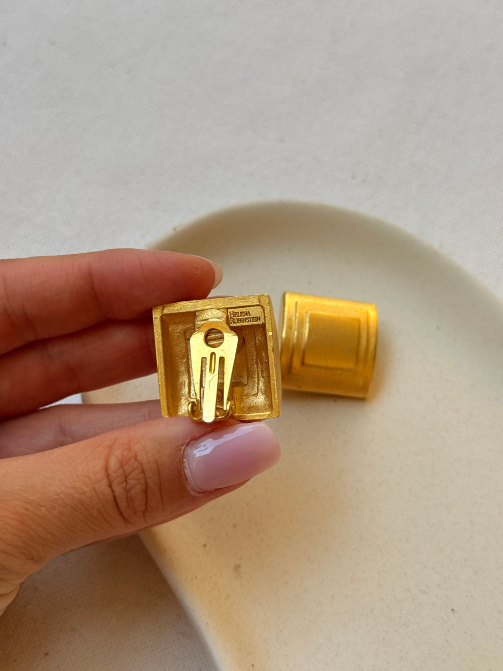 Vintage Helena Rubinstein Earrings - Gold-Tone Squares
