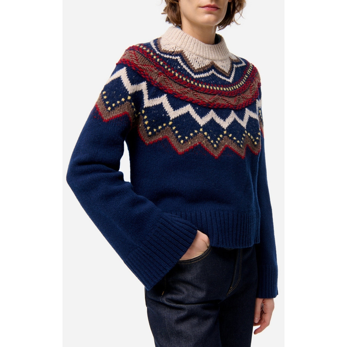 Pull Col Rond Fenicia - Marine