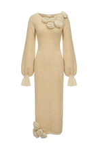 Robe En Tweed Bouclé À Fleurs - Caramel