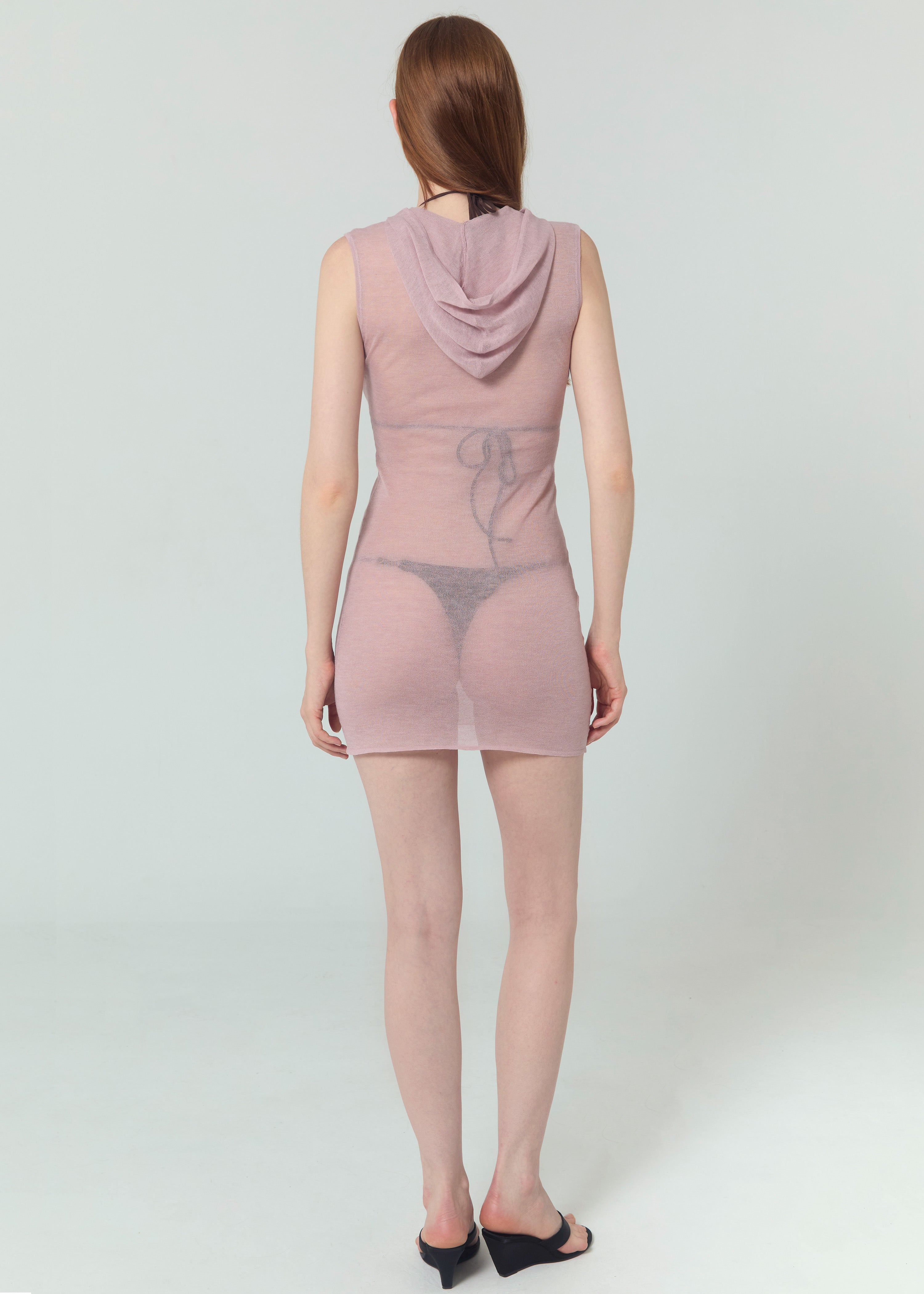 Vestido Punto con Capucha - Rosa