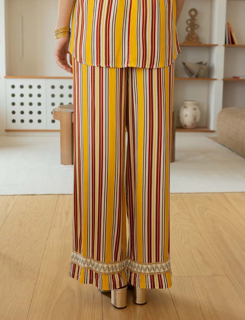 Gestreepte Broek Geel Multi Sara