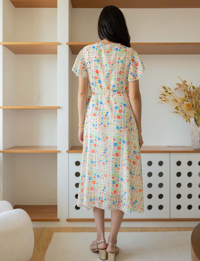 Gebloemde patchworkjurk Hasina