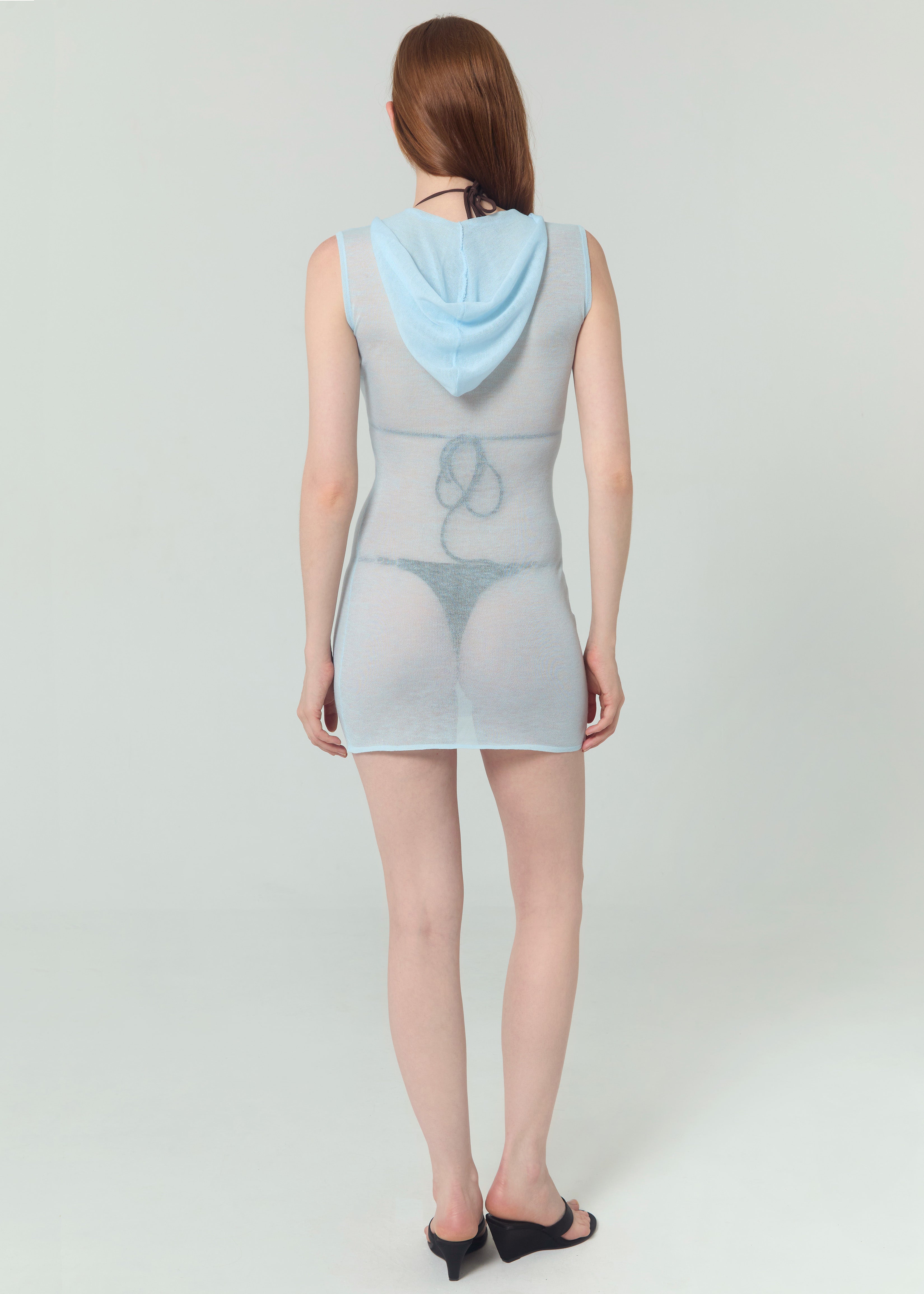 Knit Hooded Dress - Blue
