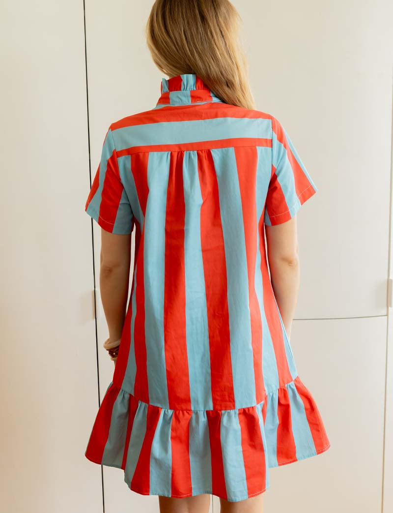Rood-blauwe jurk Sylvia