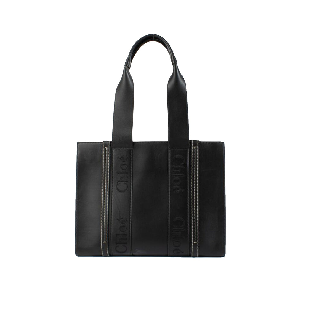 Chloe - Bolso tote Woody mediano de piel - Mujeres - Negro