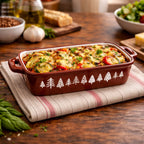 Montagne - Roasting Dish with Pattern - Cast Iron - 39.5x23.5 cm - Brick
