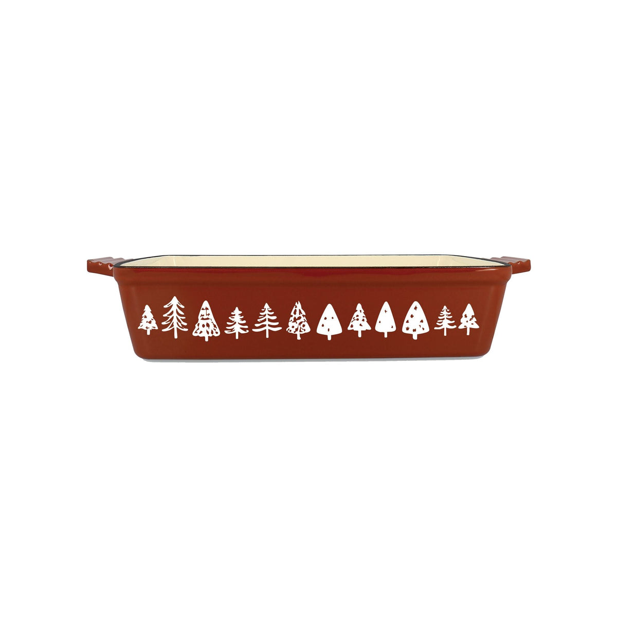 Montagne - Roasting Dish with Pattern - Cast Iron - 39.5x23.5 cm - Brick