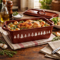 Montagne - Terrine Dish with Pattern - Cast Iron - 34X13.5 cm - Brick
