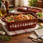 Montagne - Terrine Dish with Pattern - Cast Iron - 34X13.5 cm - Brick