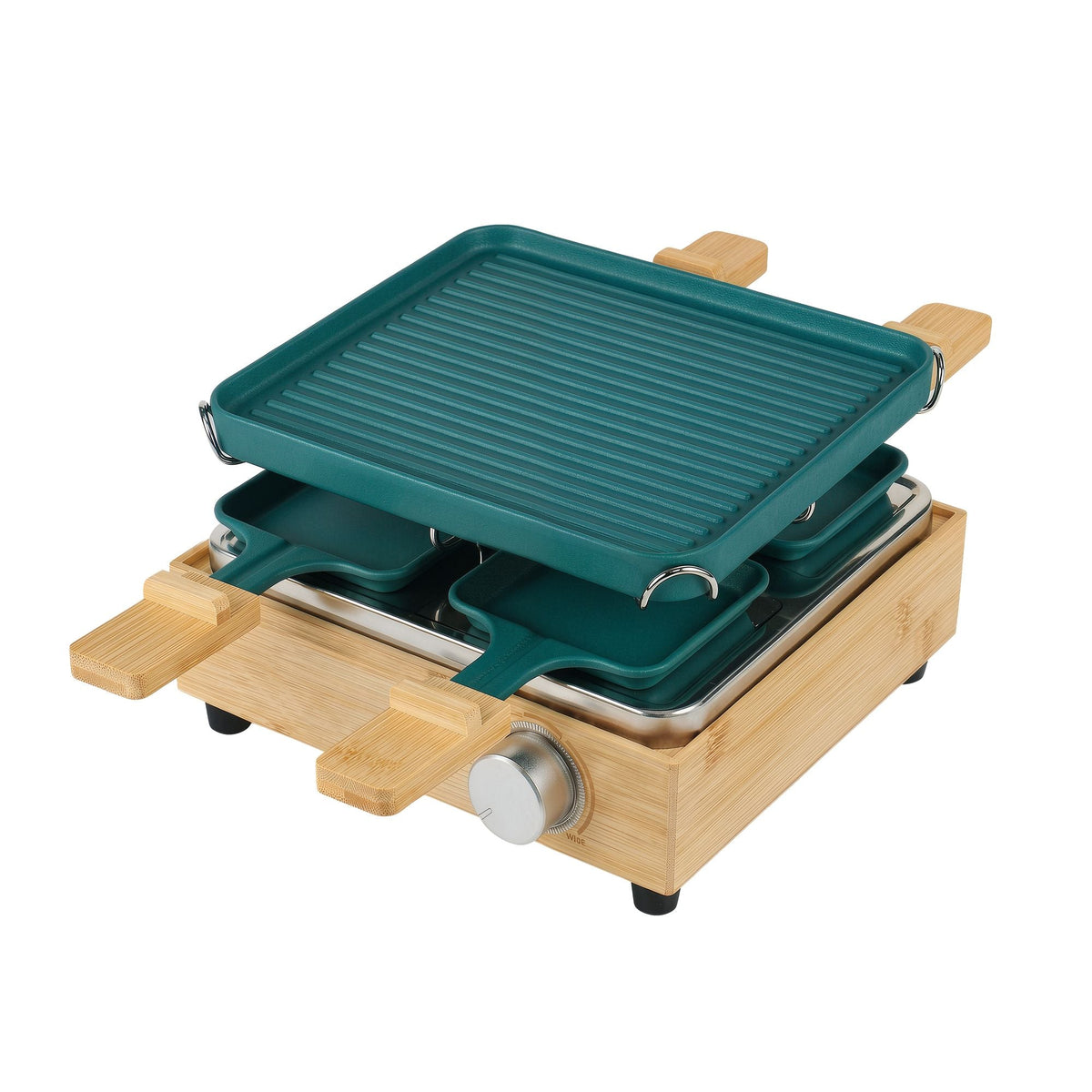 Macchina Per Raclette 4 Persone - Alluminio E Bambù