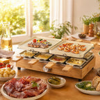 Apparecchio Per Raclette Per 8 Persone - Alluminio E Bambù - Crema