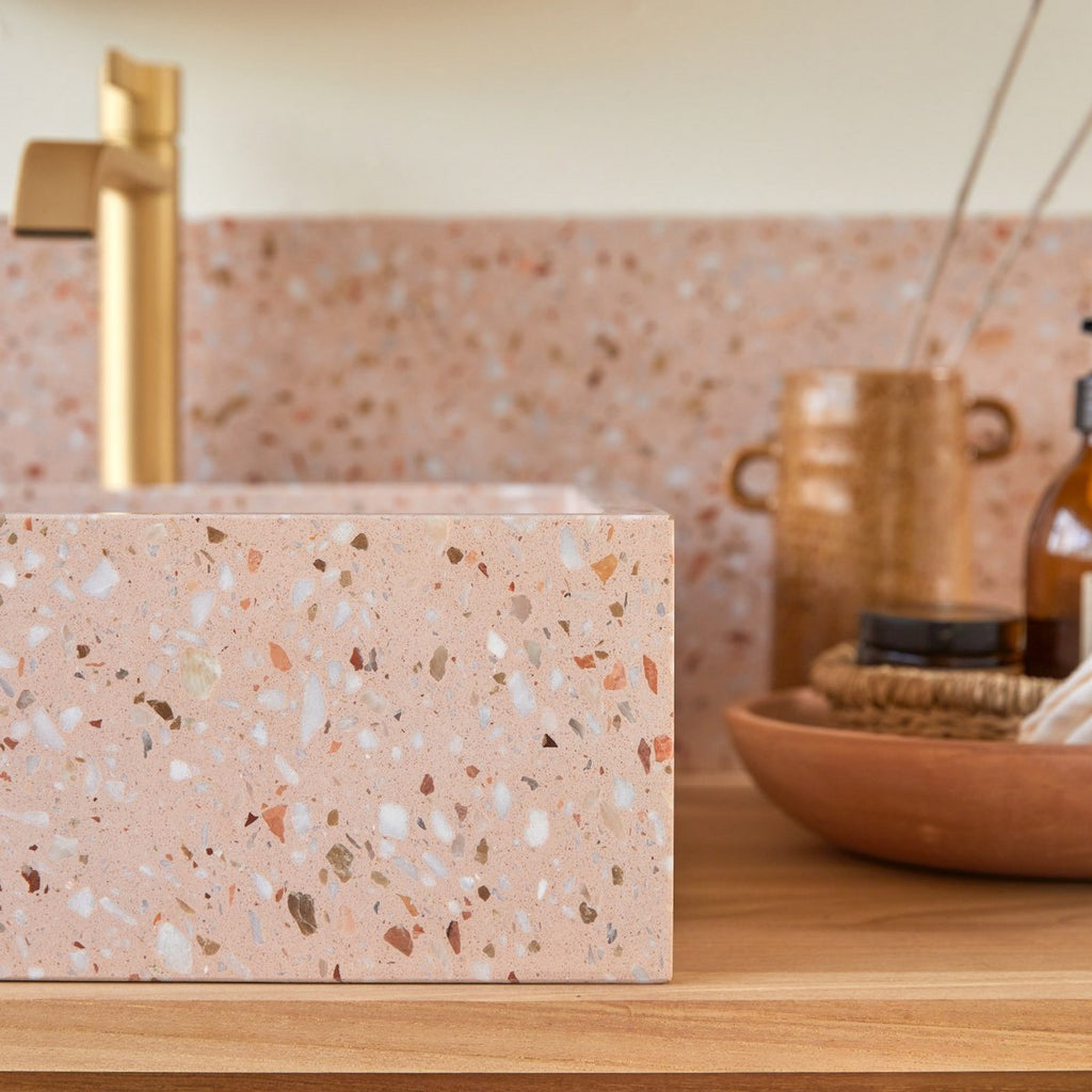 Made - Vierkante Waskom - Premium Terrazzo - Roze