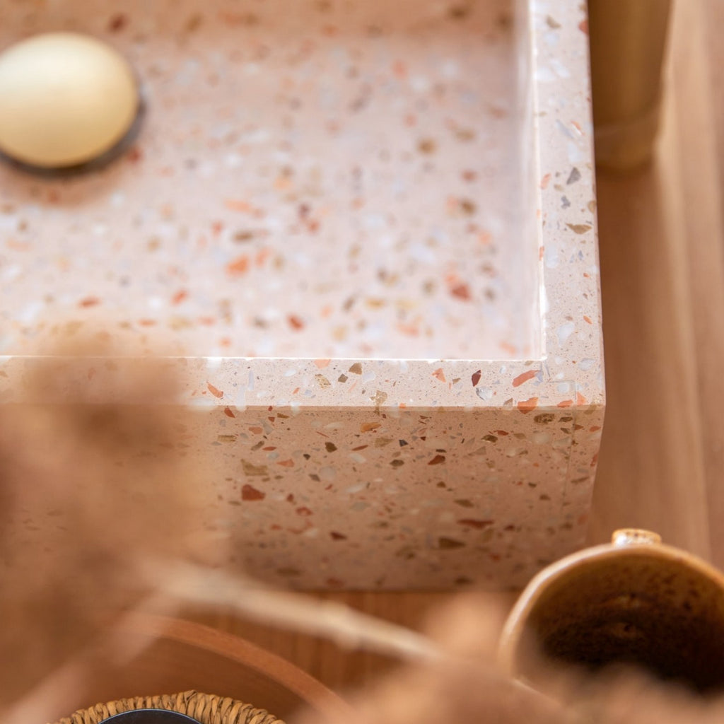 Made - Vierkante Waskom - Premium Terrazzo - Roze