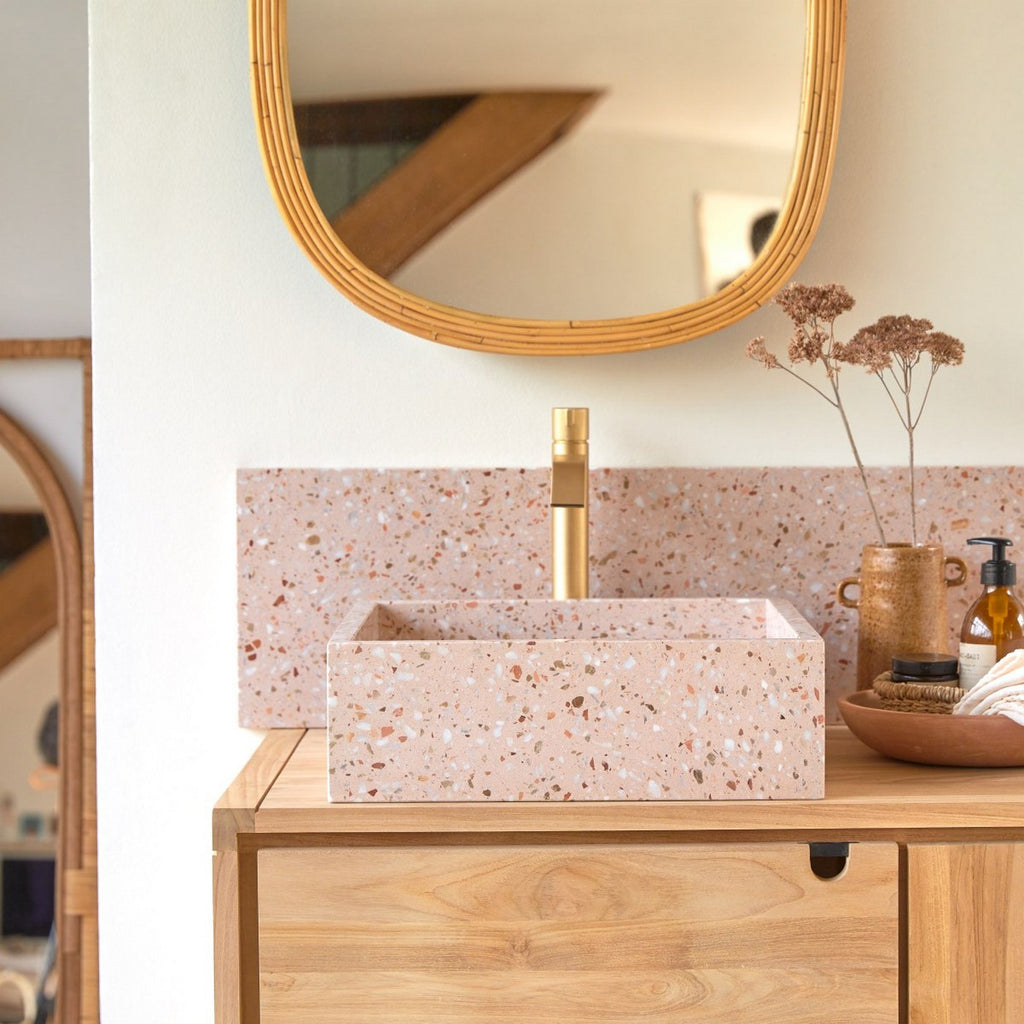 Made - Vierkante Waskom - Premium Terrazzo - Roze