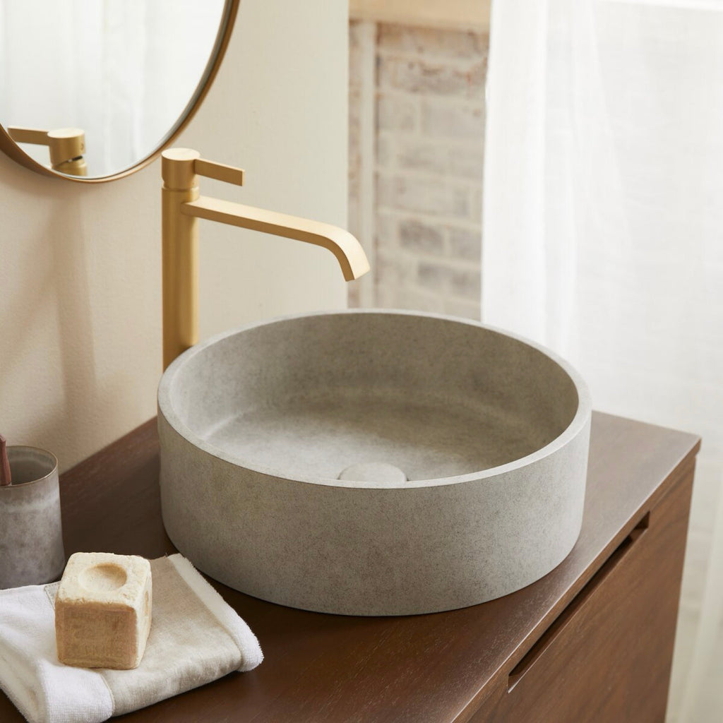 Round Concrete Grey Basin - Gina - Grey
