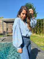 Blusa de cuadros vichy azul cielo Clothilde
