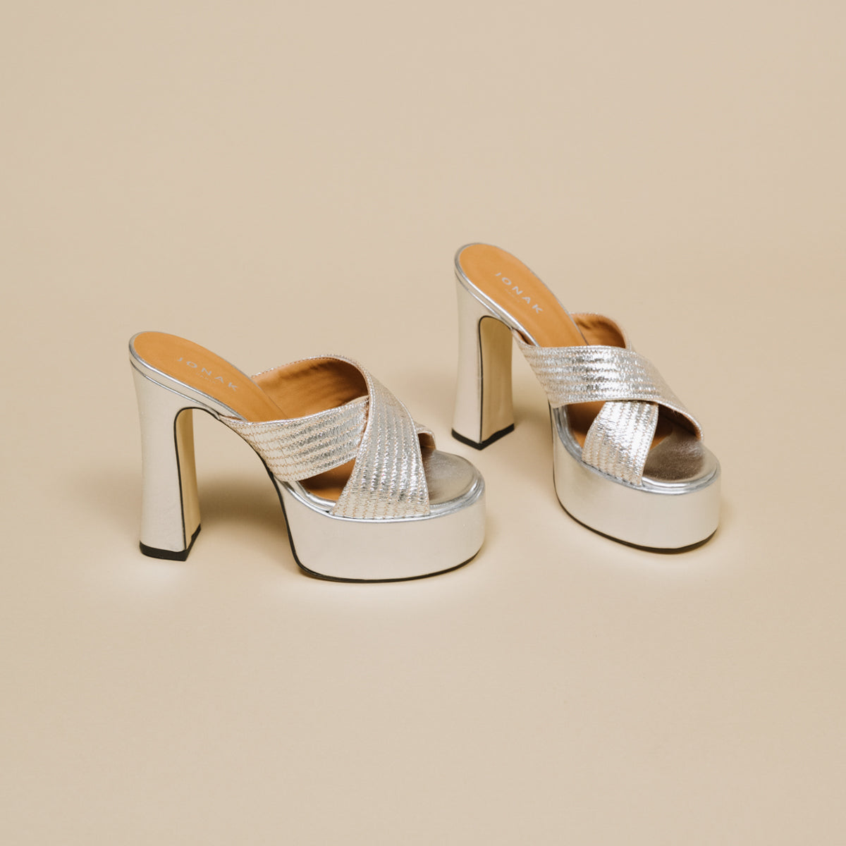 Mules Jackie Rafia/Metalizado - Plateado