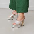 Mules Jackie Rafia/Metalizado - Plateado