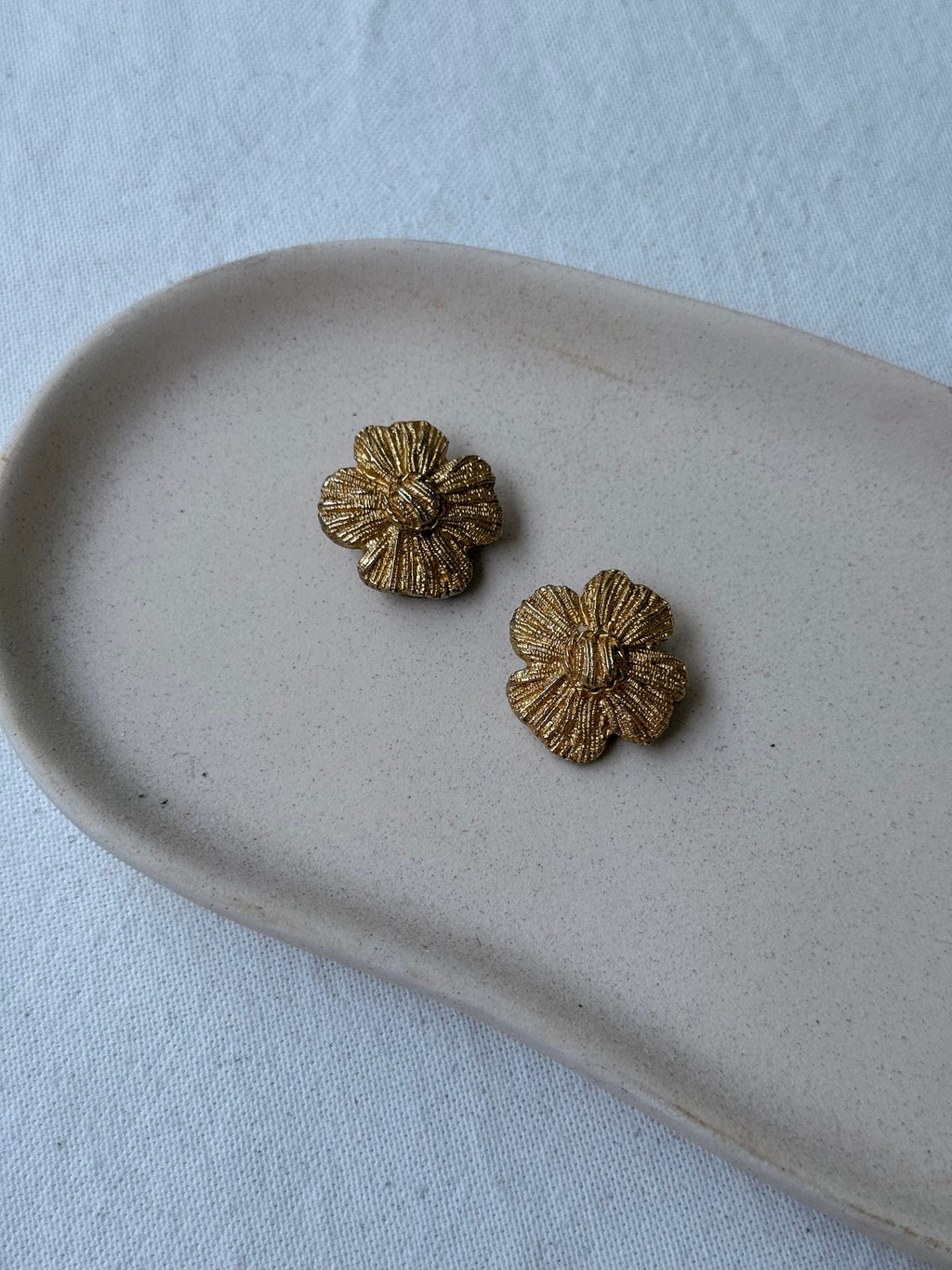 Vintage Gold-Tone Flower Earrings