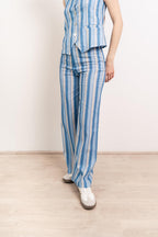 Ana Blue Linen Trousers