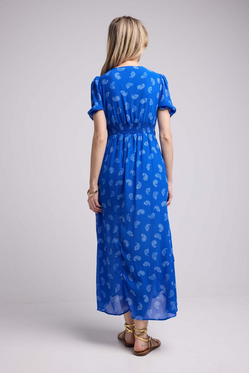 Robe Longue Manches Courtes - Bandana Bleu